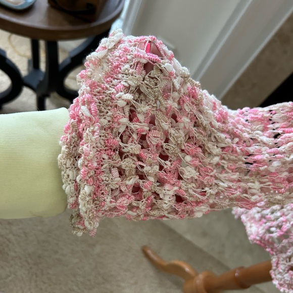 POL Pink and Cream Crochet Oversized Sweater - Picture 5 of 11